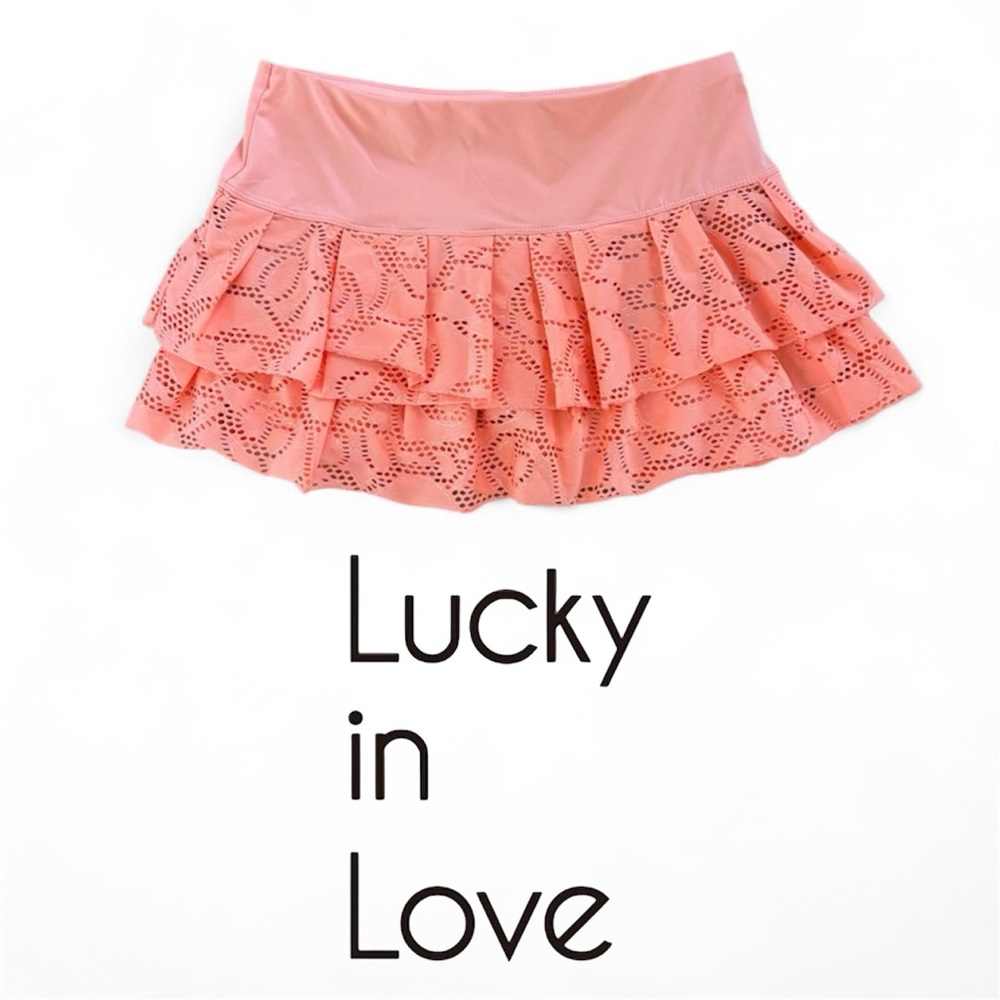 Lucky in Love Coral Pink Ruffle Mini Skirt